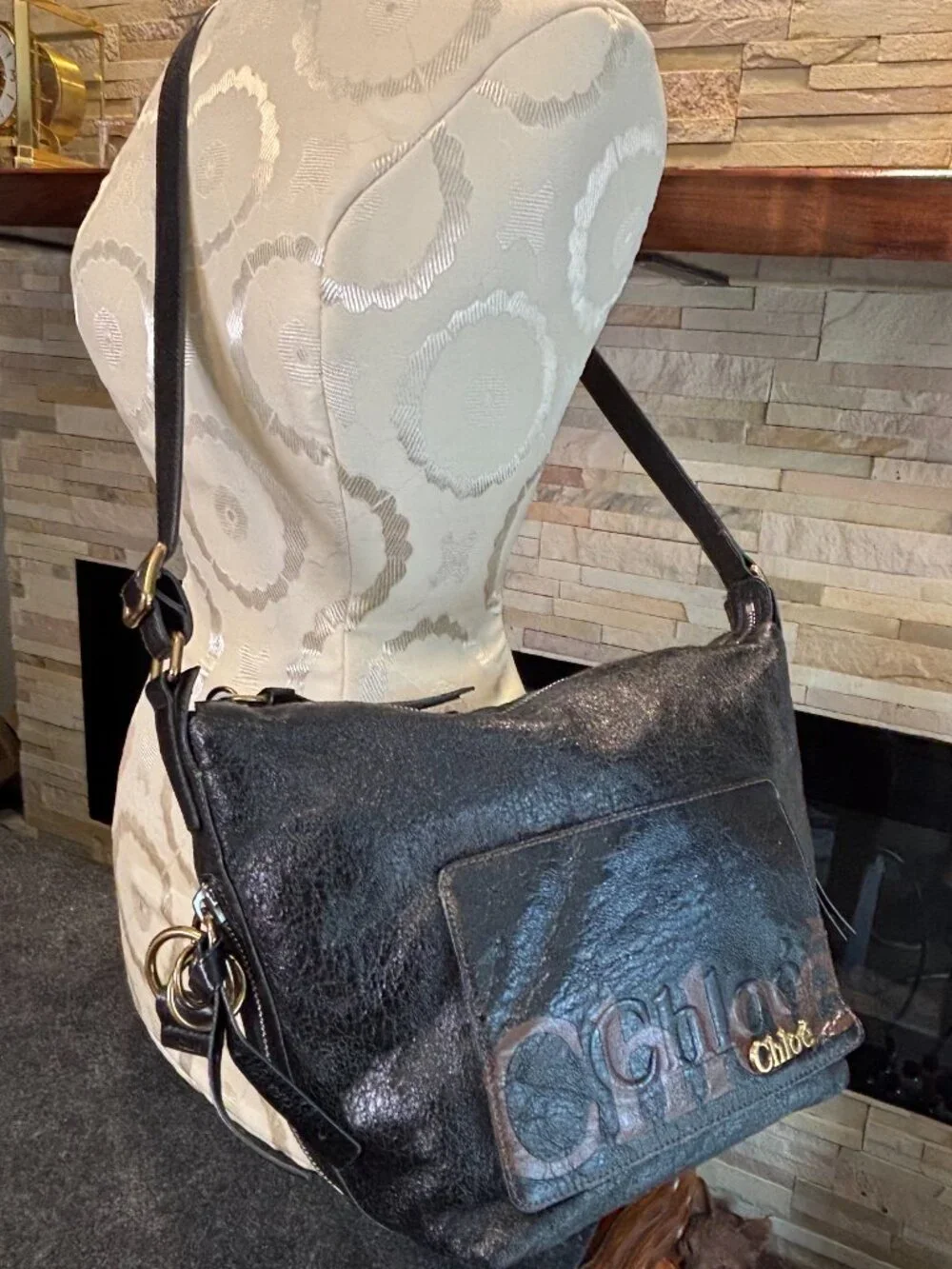 Authentic Vintage Chloé Eclipse Hobo Bag Black Leather (With Receipts)
